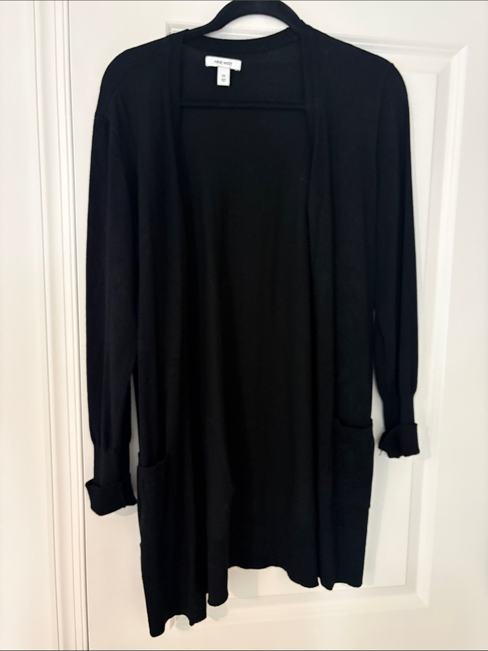 Nine West Black Open Cardigan with Front Pockets